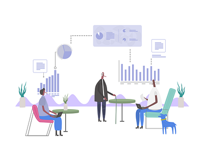 ITG - Data Analytics analytic character composition conversation dashboard dog finance flat graphic illustration illustrations illustrator itg job office people vector work workshop workspace