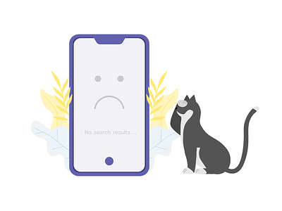 ITG - No search results 404 animal cat composition error flat flowers fun illustration illustrations illustrator itg no results phone search search results vector