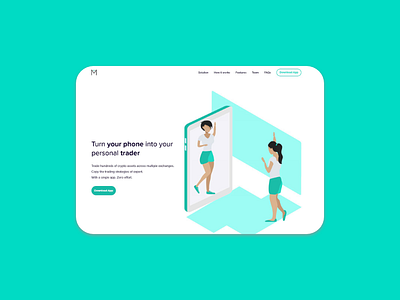 Landing page for a mobile app design flat minimal ui web website