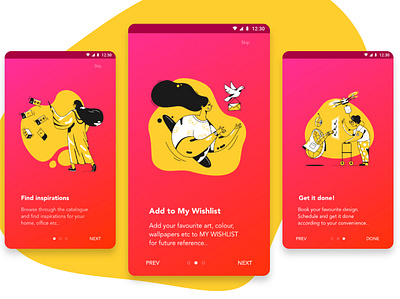Walk Through Screens android app colours paint ui walkthrough