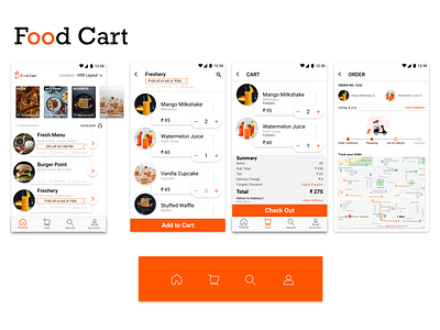 Food cart android food mobile order payment tracking ui