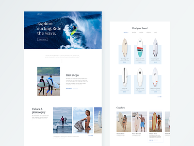 Surfing page design landing surfing ui ux waves website