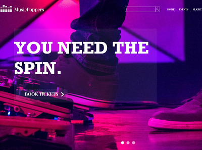 Music Poppers - A Music Festival Agency Concept Website design duotones logo minimalist music art ticket booking typography ui ui design web web design website design xd design