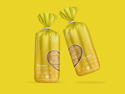 Yellow Bread Bag Packaging brand identity branding bread organic packaging packaging design shopify vegan