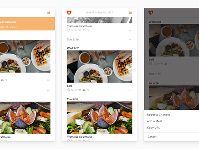 meal calendar calendar mobile ui user interface