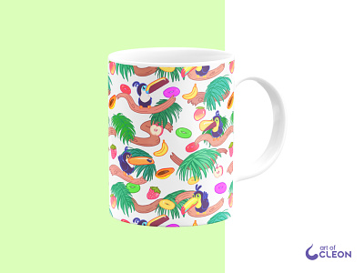 Touc Fruits Mug - Pattern Illustration america colorful design digital art fruits illustration mug pattern toucan