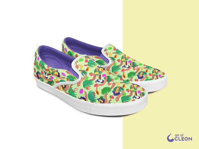 Touc Fruits Shoes - Pattern Illustration america colorful design digital art fruits illustration pattern shoes toucan