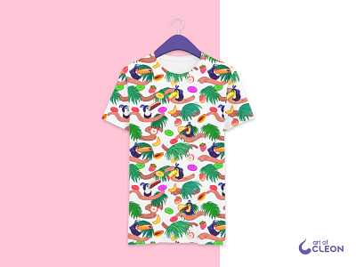 Touc Fruits T-Shirt - Pattern Illustration america colorful design digital art fruits illustration pattern toucan tshirt