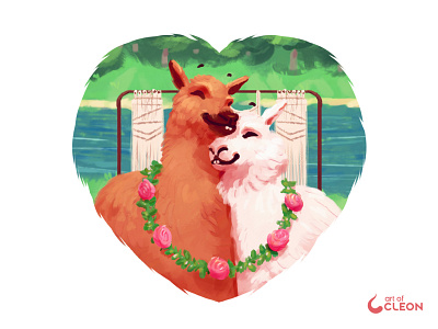 Lovers' Day 2021 brazil colorful digital art illustration llama valentines day