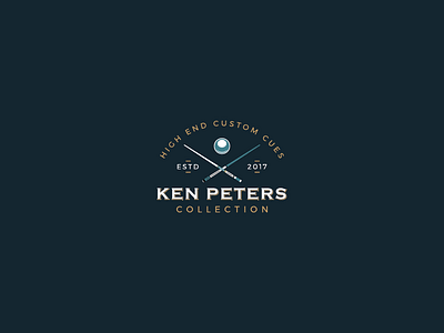 Ken Peters billiard branding cues custom flat icon illustration logo typography