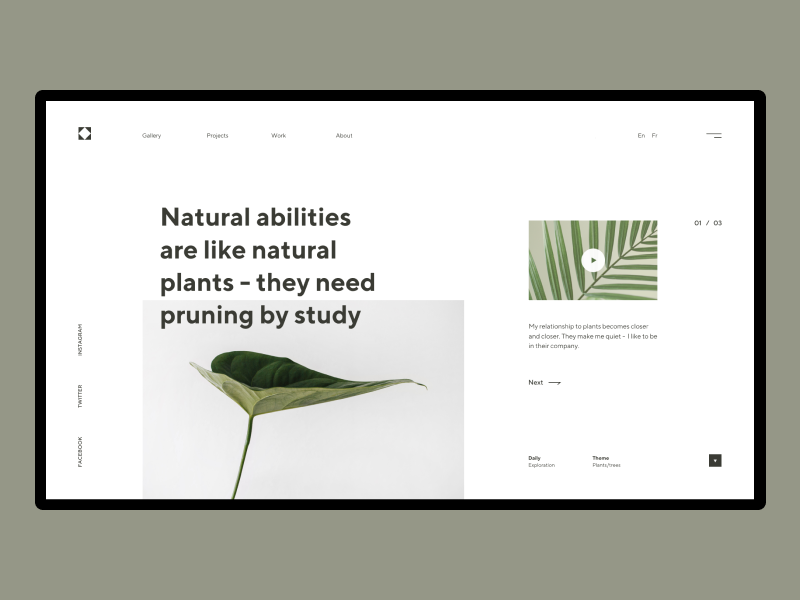 Natural Abilities simple design minimalism art ux ui typo plants nature composition minimal flat geometric typogaphy landing header grid design webdesign web design layout