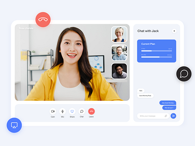 Video Calling App app call chat clean conference conversion creative design design hangout interface livestrem minimal people product room ui video video call web zoom