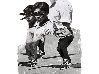 'Skate Trio' art artist artmajeur colagem collage collage art collageart collageonpaper contemporaryart flyer minimal paperart popart poster retro skateboard skater type typography vintage