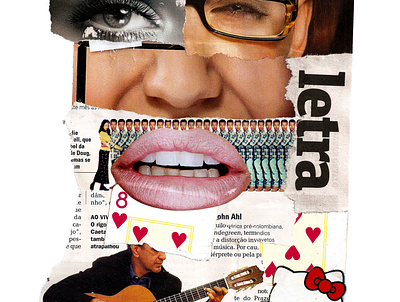 'I play guitar with all love for this kitty' art artist artmajeur colagem collage collage art collageart collageonpaper contemporaryart design handmade kunst minimal music photography popart retro type typography vintage