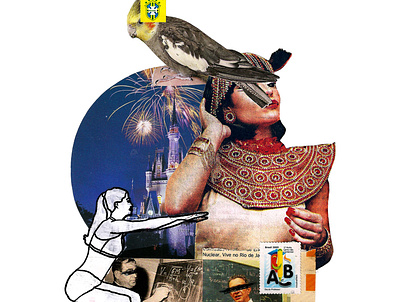 'I move to Zealand and become a new woman' abc art artist artmajeur bird colagem collage collage art collageart collageonpaper contemporaryart design disney handmade kunst minimal photography retro vintage woman