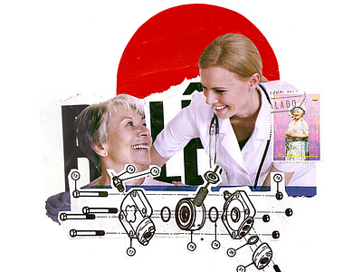 'If you depend on medicine and engineering you will be a new...' art artist artmajeur circle colagem collage collage art collageart collageonpaper contemporary doctor geometric love medicine photography red retro vintage woman women