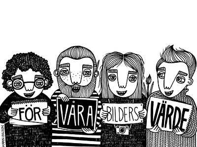 The Visual Copyright Society in Sweden beard characters lineart signs