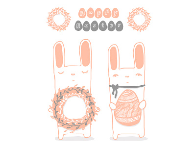 Easter agg anna pozdieieva art character easter flat illustration wreath