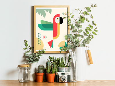 GEOMETRIC POSTER | PARROT branding design flat geometric geometry illustration indesign layout minimal parrot photoshop poster poster design print design vector