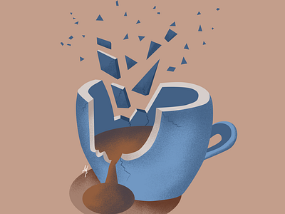 Broken Cup | Textured Vector Illustration