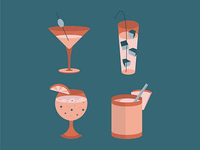 Cocktails Illustrations Set art branding cocktail cocktails color colors concept design digital art flat design illustration illustrator illustrators minimal photoshop summer vector vector art vector illustration