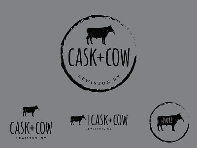 Cask + Cow logo design branding and identity design illustration logo minimal typography vector