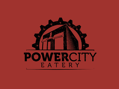 Power City Eatery branding and identity illustration logo minimal