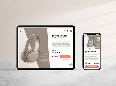 E-Commerce Shop App Design app daily 100 challenge daily ui dailyui012 design e comerce e commerce app e commerce shop e commerce website feedbackplease headphones interface minimal responsive design sony ui user inteface ux web