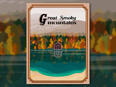 Vintage poster ###2 Great Smoky Mountains america flat illustration poster retro vintage vintage design