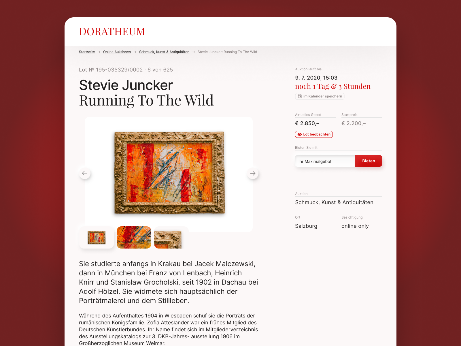 Art Auction site by Lisa Weishäupl on Dribbble