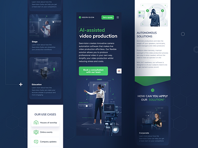 Seervision - mobile version 🎥 ai cameras design event events film production hybrid landing page layout mobile responsive startup technology ui web website www