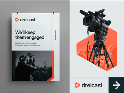 Dreicast - case study agency brand branding design digital filming guidelines key visual layout logo logotype orange swiss vector video production