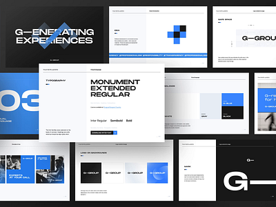 G-GROUP - brandbook blue brand branding design developer guidelines identity it layout logo logotype mark studio technology ux vector