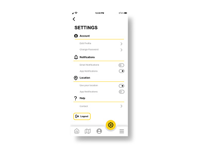 settings page for Foodie assistant app adobe xd app daily 100 challenge dailyui dailyui007 design ui uiux