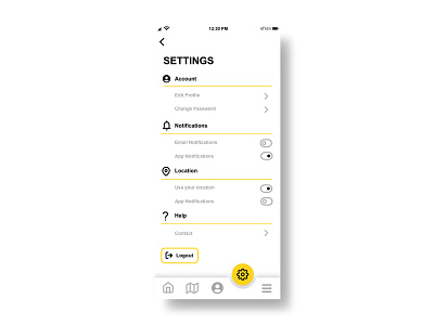 settings page for Foodie assistant app