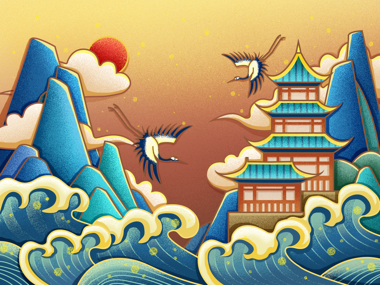 中国风山水 illustration