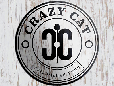 Crazy Cat black on white wood texture affinity designer affinity photo badge design badge logo concept design graphic design logo concept logo design logo designer uk yorkshire