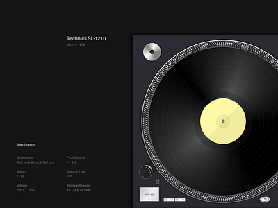 Technics SL-1210 Turntable clean dark deck illustration minimal minimalist music technics turntable vinyl