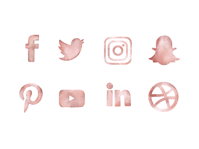 Blush Social Media Icons branding digital watercolor procreate app social media icons