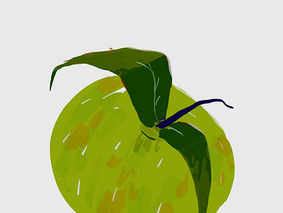 Food illustration: Green apple design digitalart food food and drink food illustration illustration krita minimal