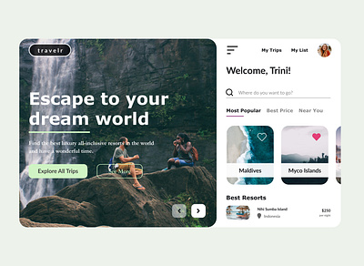 travelr- best place for travellers app branding design typography ui ux web website