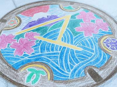 ma for manhole cover color pencil fuji hand lettering illustration japan kobe kyoto manhole cover nara the 100 day project tokyo