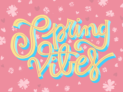 Spring Vibes hand lettering illustration ipad lettering sakura seasons spring