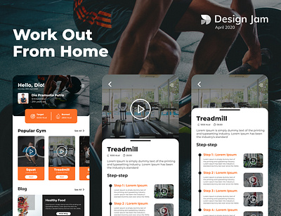 Work out from home mobile apps gym mobileapps ui ui design ux uxdesign workout