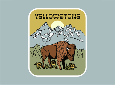 Yellowstone National Park badge earth flower illustration illustration logo national park nature nature illustration sticker typogaphy utah yellowstone