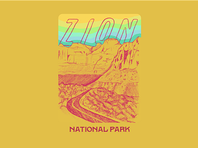 Zion National Park badge canyon desert illustration national park national park logo nature nature illustration rainbow typogaphy zion zion national park
