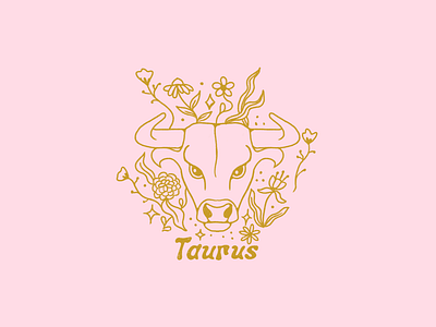 Taurus Zodiac Sign astrology earth flat flower flower illustration hippy illustration nature nature illustration psychedelic vintage zodiac zodiac sign