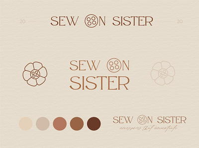 Sew On Sister - Brand Identity 70s adobe illustrator brand brand identity branding design flat logo logos nuetral procreate retro sewing terracotta