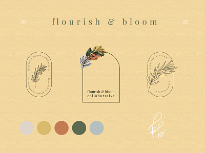 Flourish & Bloom - Brand Identity adobe illustrator bloom branch collaborative design flat flourish flower illustration procreate simple