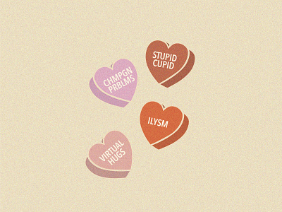 Valentines Conversation Hearts adobe illustrator candy candy hearts champagne cupid design flat hearts hugs illustration love retro valentines valentines day